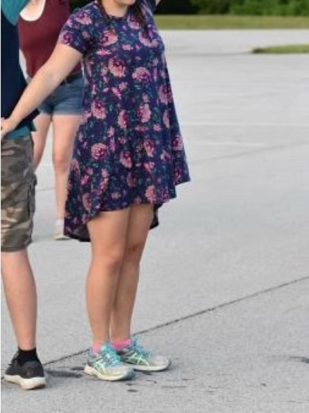 LuLa Roe XS High Low Swing Dress Purple Floral Midi
